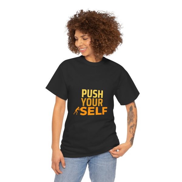 Motivational Fitness Tee - Push Your Self, Workout Shirt, Gym Top, Unisex Cotton T-Shirt, Fitness Apparel, Gift for Gym Lovers - Image 4