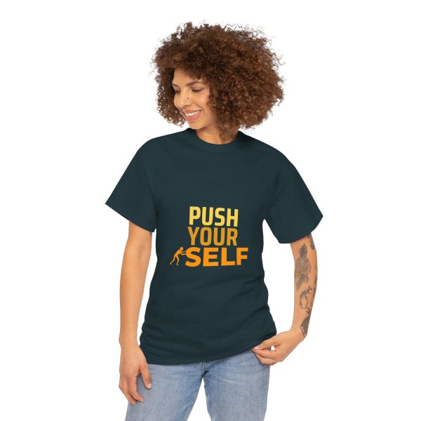 Motivational Fitness Tee - Push Your Self, Workout Shirt, Gym Top, Unisex Cotton T-Shirt, Fitness Apparel, Gift for Gym Lovers - Image 8