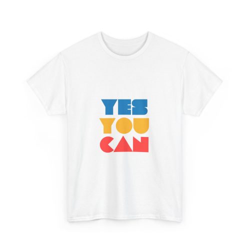 Motivational T-Shirt with 'YES YOU CAN' Design, Unisex Tee for Fitness, Positive