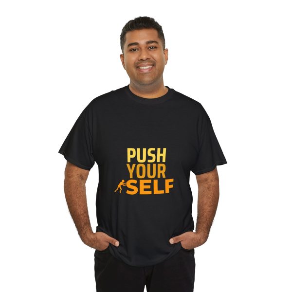 Motivational Fitness Tee - Push Your Self, Workout Shirt, Gym Top, Unisex Cotton T-Shirt, Fitness Apparel, Gift for Gym Lovers - Image 3